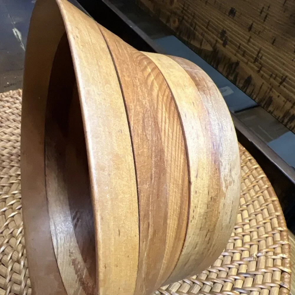 Vintage Small Handmade Wood Bowl Signed Layers Woods